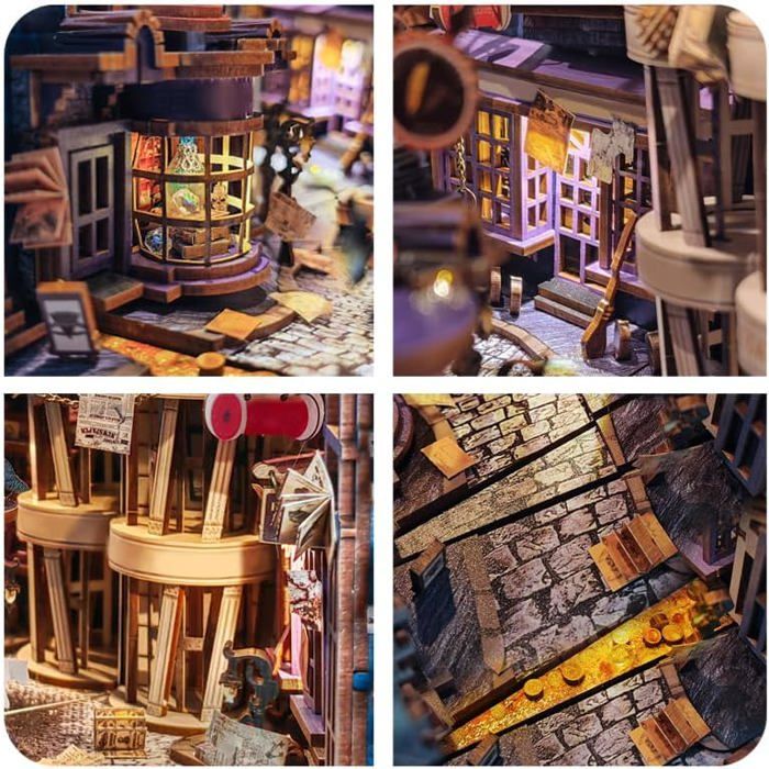 MiniCity Book Nook Kit, DIY Miniature Maison De Poupée Booknook Kit Puzzle En Bois 3d Serre Livres Bibliotheque Decoration A Amz