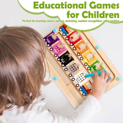 Jouet Labyrinthe Magnétique Montessori En Bois – Apprendre Les Couleurs Et Les Chiffres En S'amusant ! Dès 3 Ans (Crème Glacée Ou Train)