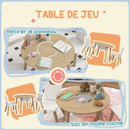 Ensemble Table Et Chaise Enfant Avec Porte-livres - Motifs Ours - Pour Chambre, Salon Ou Salle De Classe 3-8 Ans