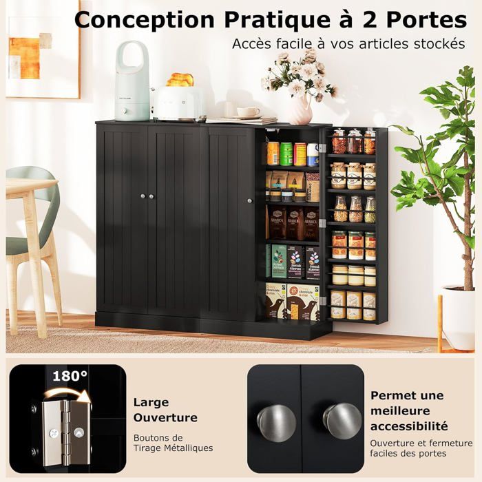 Buffet Rangement Avec Tiroir Et 3 Portes – Dimensions 105x40x84,5 Cm – Style Vintage – Mécanisme Anti-basculement – Pour Cuisine, Salon, Chambre – Montage Facile