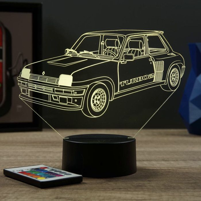 Lampe 3D Renault R5 Turbo 2 Avec Télécommande - Veilleuse Personnalisée - Fabrication Française - NEUVE
