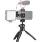 Support Trépied pour Téléphone de Table avec Support de Smartphone, Fonctionne avec Lampe LED et Micro, Compatible avec iPhone 7 8 X