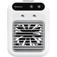 Climatiseur portable 3 en 1, mini refroidisseur air humidificateur 2 vitesses rechargeable silencieux, blanc pour bureau voiture
