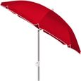 Parasol inclinable rouge réglable et hydrofuge 180 cm Parasol de plage pare-soleil pour jardin terrasse-0