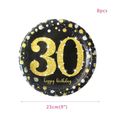 30 9inch plate gold -Cyuan 30 40 50 60 ans assiette en papier tasse serviettes adulte fête d'anniversaire décor vaisselle jetable or-0