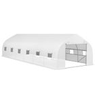 Serre de jardin tunnel - Outsunny - 24 ㎡ 8 x 3 x 2 m - avec bâche PE cadre en acier galvanisé - porte enroulable 12 fenêtres -