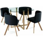 MOBILIER DECO Table à Manger Rectangulaire - Mosaic - 4 Chaises Encastrables - Noir - Style Contemporain