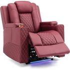 COMHOMA Fauteuil Eclairage LED Sofa Châssis Home Theater Shake Rotating Recliner Sofa With 2 porte-gobelets Rouge