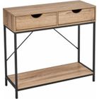 Table de console JUANIO - Meuble d'entrée - MDF/métal - 2 tiroirs - 80x30x75 cm