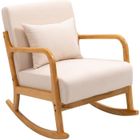 Nordlys - Rocking chair chaise a bascule en bois massif avec dossier et assise garnis en tissu Hevea Beige 77 x 65 x 89 (cm)