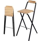 TRESICE FRANCE Tabouret de Bar Bois et Métal avec Dossier Pliable 48X43X98 Marron