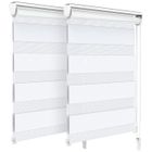 VOUNOT® Lot de 2 Stores enrouleurs jour/nuit zébrés - 55 x 150 cm - Blanc - Sans perçage ou avec