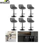 WILLONIN KD® 6pcs Tabouret de bar, Hauteur de siège réglable 64.5-80cm, Gris foncé
