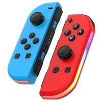 Manette sans fil gauche-droite pour console de jeu Nintendo Switch Manette de jeu Bluetooth Joy-Stick avec lumière RVB - Rouge+Bleu