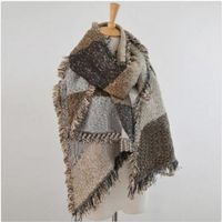 Écharpe en laine pour femme - Épais de hiver - Kaki - Gris - 150*50cm