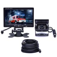 Podofo Caméra de recul 18 IR LED Night Vision 7  "TFT LCD Moniteur pour RV-Bus-Trailer-Truck-Caravan (Câble d'Extension à 4 Broches