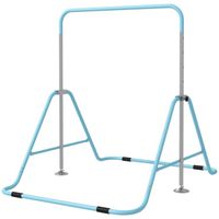 Barre fixe de gymnastique enfant - barre de gymnastique pliable hauteur réglable 4 niv. 88 à 128 cm - acier bleu ciel