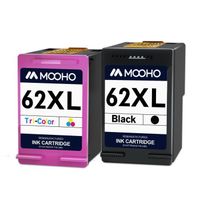 MOOHO 62 XL Pack 2 Cartouches d'Encre Compatibles avec HP 62 XL 62XL pour Envy 5520 5622