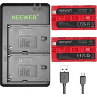 Neewer Kit pour Sony NP-F550 Chargeur et Batteries Rechange 2600mAh Rouges