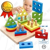 TD® Puzzles en bois en caoutchouc géométriques colorés 3 ans jouets éducatifs sûrs pour enfants jouets éducatifs