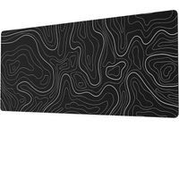Grand tapis de souris de jeu, sous-main minimaliste et cool pour clavier et souris, 80x30x0,3cm, imprimé carte topographique, noir