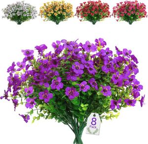 FLEUR ARTIFICIELLE 8 Bundles Buissons Artificiels Fleurs Artificielles en Plein Air Résistantes Aux UV Pas de Décoloration Plante Artificielle.[Y386]