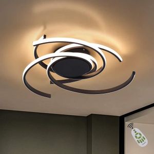 WHL Plafonnier De Salon Plafonnier LED Dimmable Salon Lustre Lampe avec T/él/écommande Moderne Plafond Plafond Creative M/étal Acrylique Design Cuisine Plafond Lampe /Éclairage Chambre,Noir,90cm