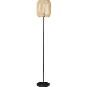 LAMPADAIRE Lampadaire aspect cannage style cosy 40 W max. H.158 cm piètement mât métal noir abat-jour corde papier tressé main 26x26x158cm Noir