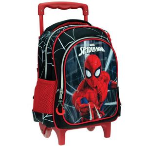 CARTABLE Sac à dos à roulettes Spiderman Noir 30 CM Trolley Haut de Gamme Maternelle