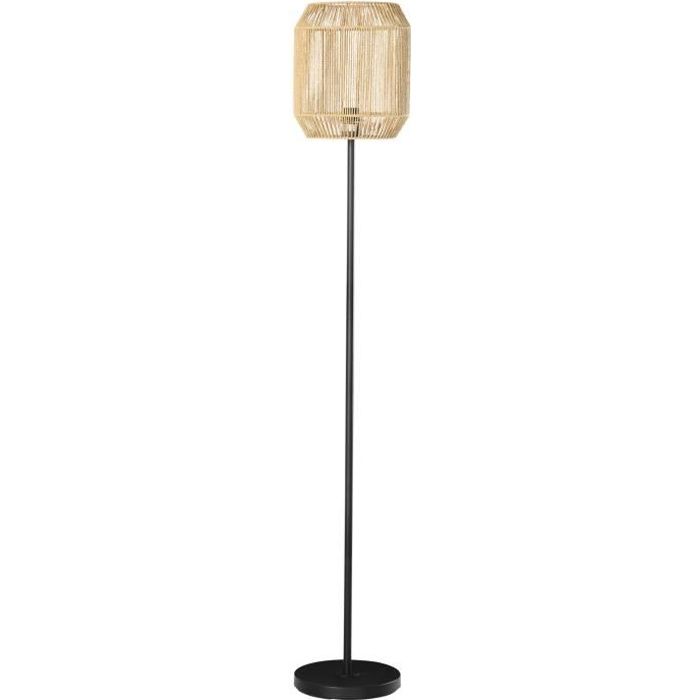 Lampadaire naturel en bambou et métal noir - D.40 x H.157.5 cm - PARANA