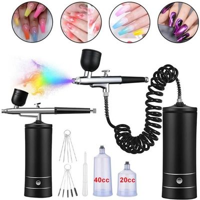 Kit Aérographe Sans Fil RoseFlower - Compresseur Portable USB - Pour Maquillage, Nail Art, Décoration Gâteaux