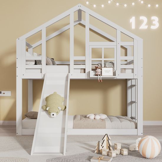 Lit cabane avec barrière Diego 90x190cm Entrée au milieu – Love Mama