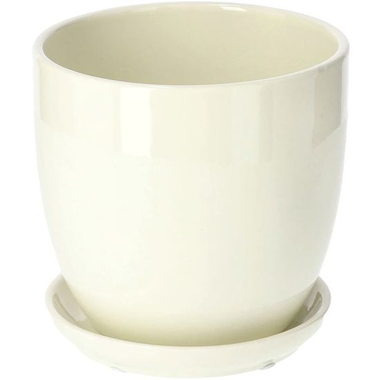 KOTARBAU Pot De Fleurs En Céramique Avec Bac D'égouttement Vert 15 Cm