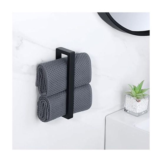 EOLAX Anneaux Porte-Serviettes Autocollants Acier Inoxydable Noir - Sans Perçage