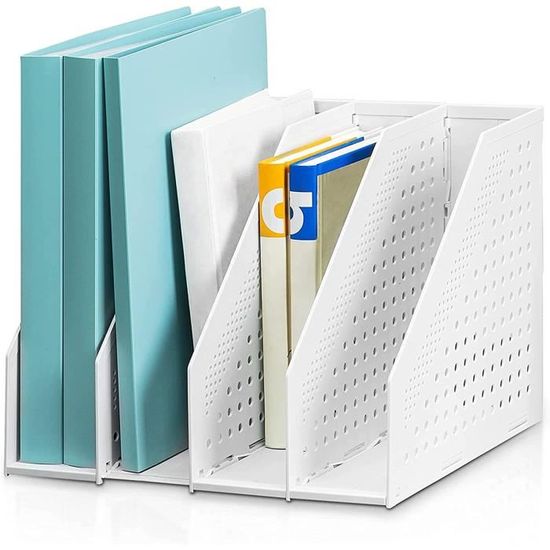 Porte-documents Vertical Pliable A4 à 5 Compartiments | Organiseur De Bureau En Métal, Dimensions 37.5x26x30 Cm, Noir