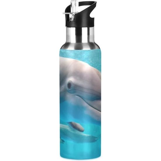 Encool Bouteille d'eau isolée en acier inoxydable de 32 oz avec paille
