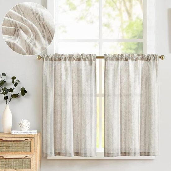 TOPICK Rideau Cuisine Voilage Brise Bise pour Placard Chambre