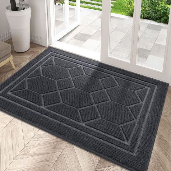 Tapis De Porte Paillasson VOUNOT 60x90 Cm Marron - Antidérapant - Nettoyage Facile
