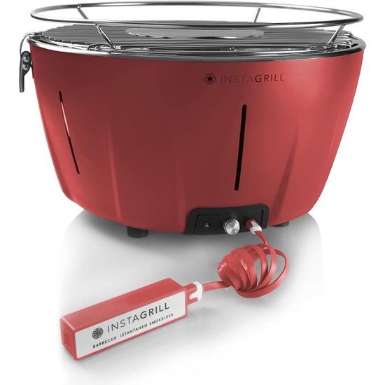 Livona Barbecue De Table Sans Fumée - Système Ventilation Réglable, Grille 45x27cm Chromée, Idéal Camping Et Balcon