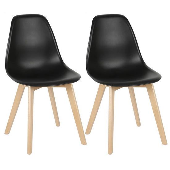 Lot De 4 Chaises Scandinaves Noires - Design Nordique En ABS Et Bois