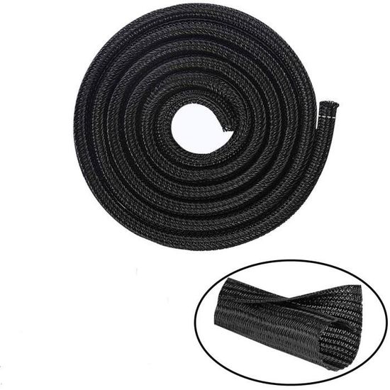 TenaLucy Gaine Spirale 5M – Protège-Câbles Anti-Morsure Chat Chien – Cache Câble Bureau Maison Noir