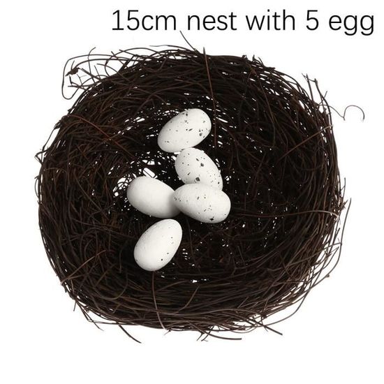 Nids D'Oiseau En Rotin Avec Œufs En Mousse - Lot De 4 - Décoration Naturelle Pour Pâques, Table, Jardin