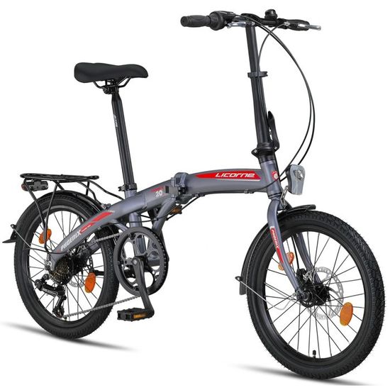 Vélo Pliant Licorne Bike Fold Premium - Aluminium 6 Vitesses Shimano - Éclairage StVZO - Quick-Fold
