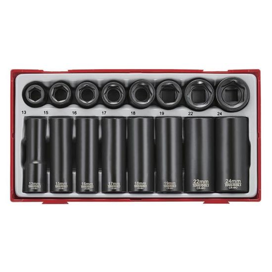 Jeu De 16 Douilles à Choc 1/2'' US PRO - 10 à 32 Mm - Acier Chrome Vanadium
