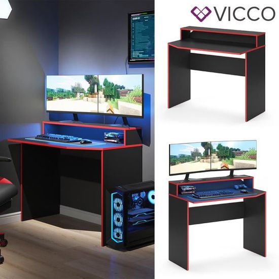 Bureau gamer Vicco Kron, bureau, 100 cm, gamer, PC, table, bureau informatique, table de bureau
