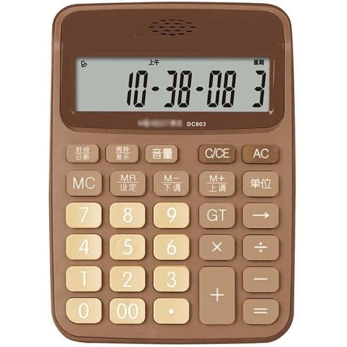 Calculatrice De Bureau Mécanique à 12 Chiffres - Grand écran LCD, Touches Rétro Colorées - Alimentation 1xAAA - Multiple Coloris