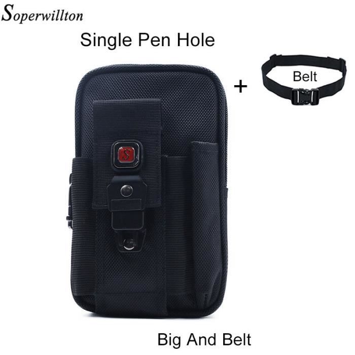 Sac Banane Noir Homme Double Poche – Portefeuille Et Téléphone, étanche