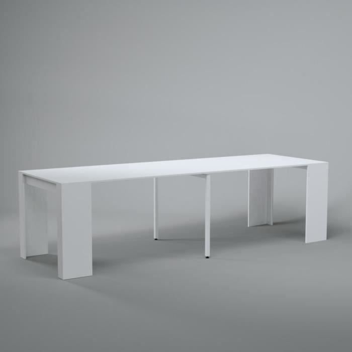 Goomy Table console extensible - Style contemporain - Blanc mat - L 50 à 225 cm