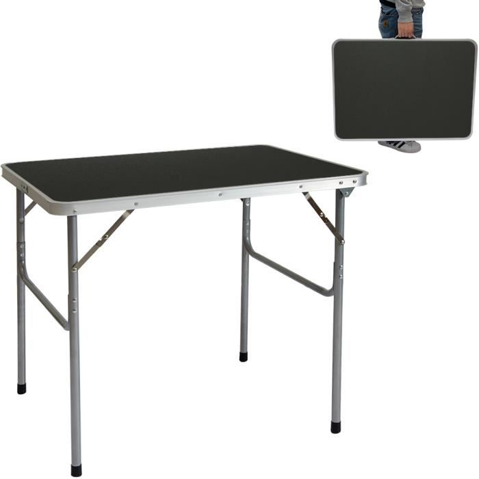 Table de camping 80x60x70cm format mallette Gris Foncé