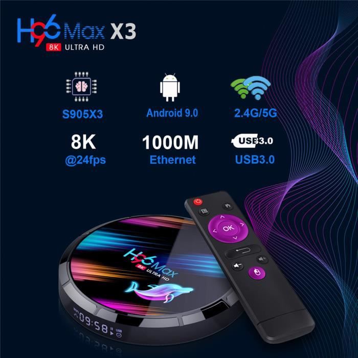 4Go +64Go--H96 MAX X3 Amlogic S905X3 Smart TV BOX Android 9.0 Bluetooth double WiFi décodeur